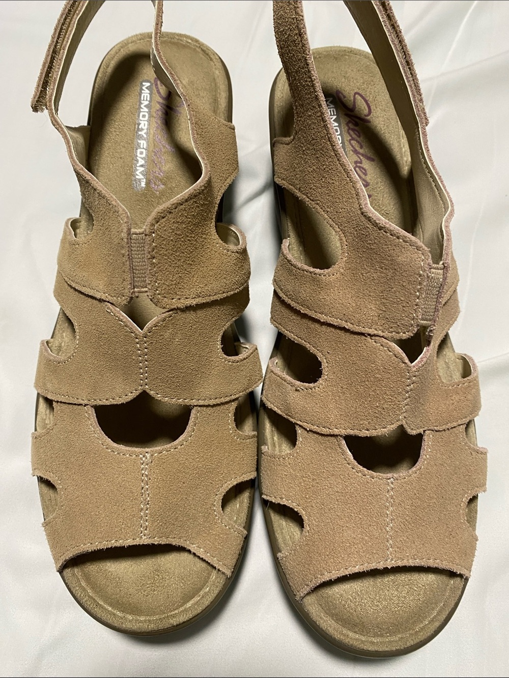 Skechers Women’s Taupe Suede Slingback Sandals